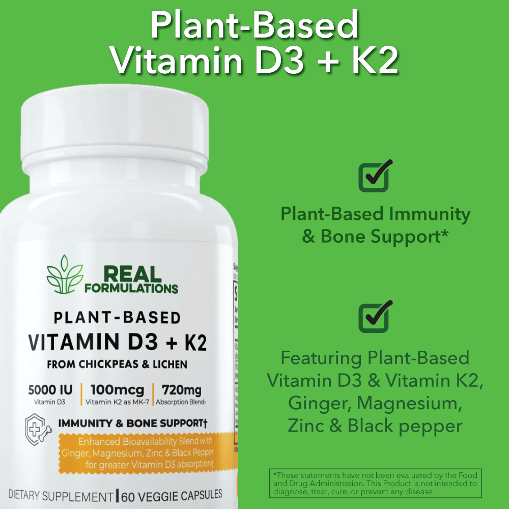 Plant-Based Vitamin D3 + K2 Capsules