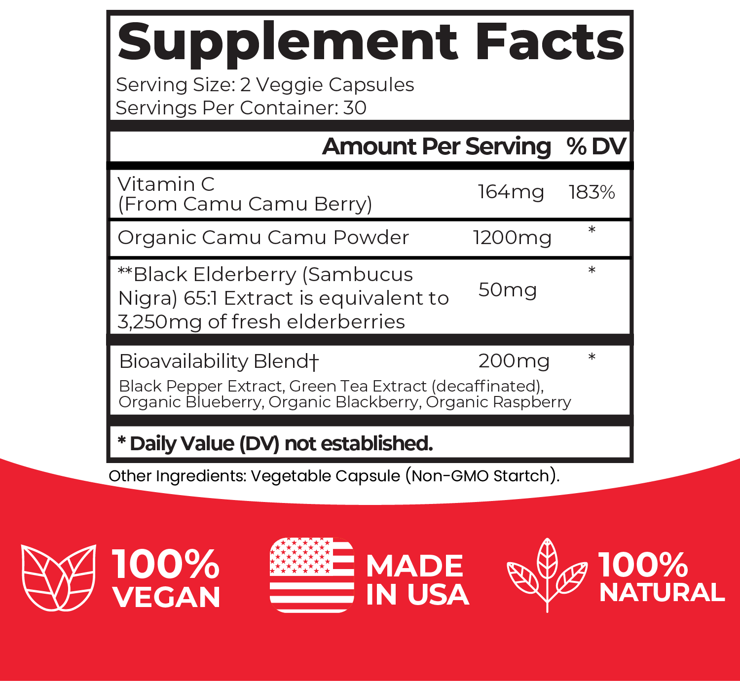 Wholefood Vitamin C + Elderberry Capsules