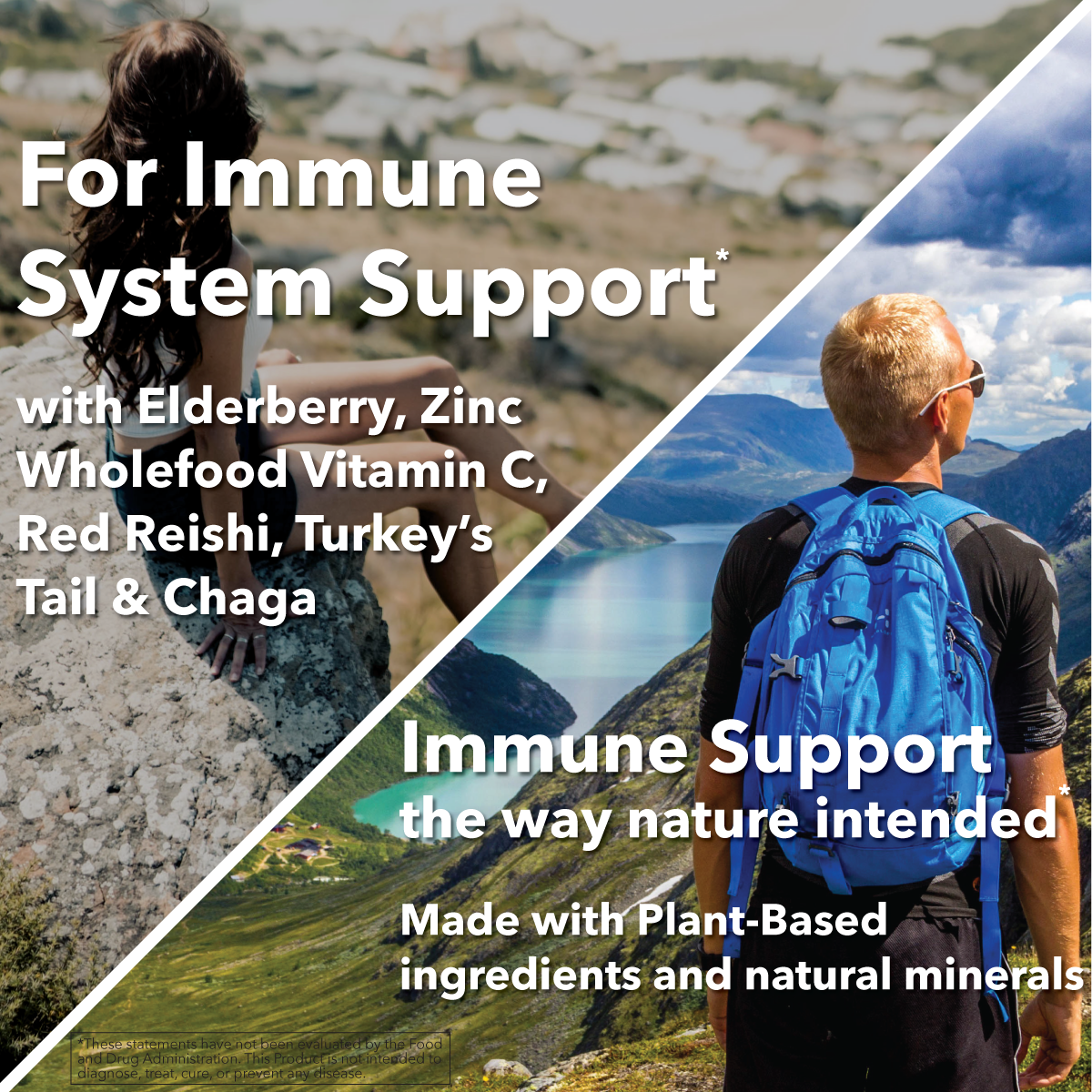 Plant-Based Immunity Vitamin C, Elderberry, Zinc & Adaptogens Capsules